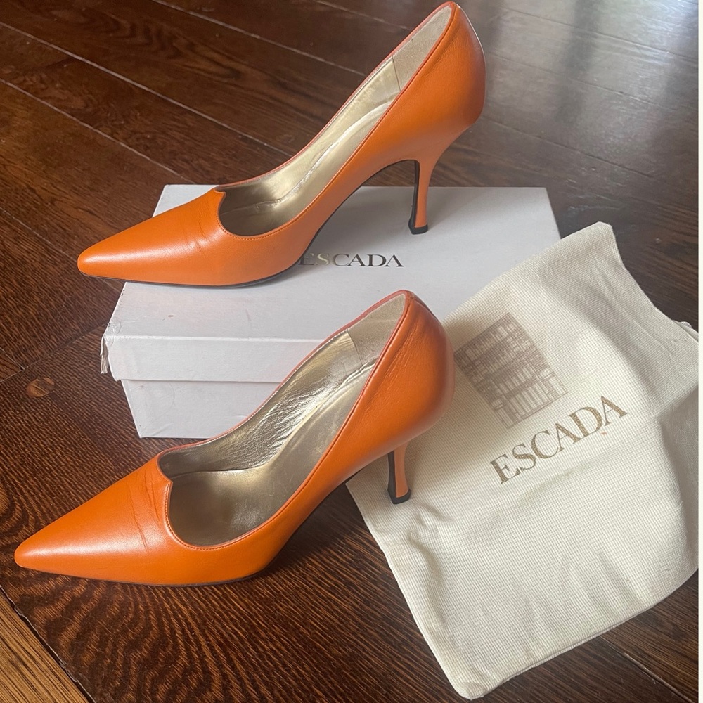 Escada Orange Leather Heels Size 9
